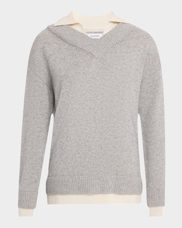Premium Cashmino Two-Tone Sweater Set